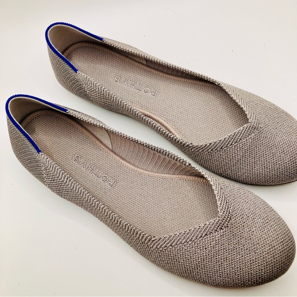 Rothy's Shoes - Rothy's The Flat Ecru Textile Ballet Flat Silver Gray Comfort Washable womens 9
